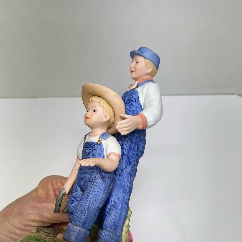 Denim Days Horseshoes Homco Vintage  #8808 Porcelain Dad & Danny Play Horseshoes